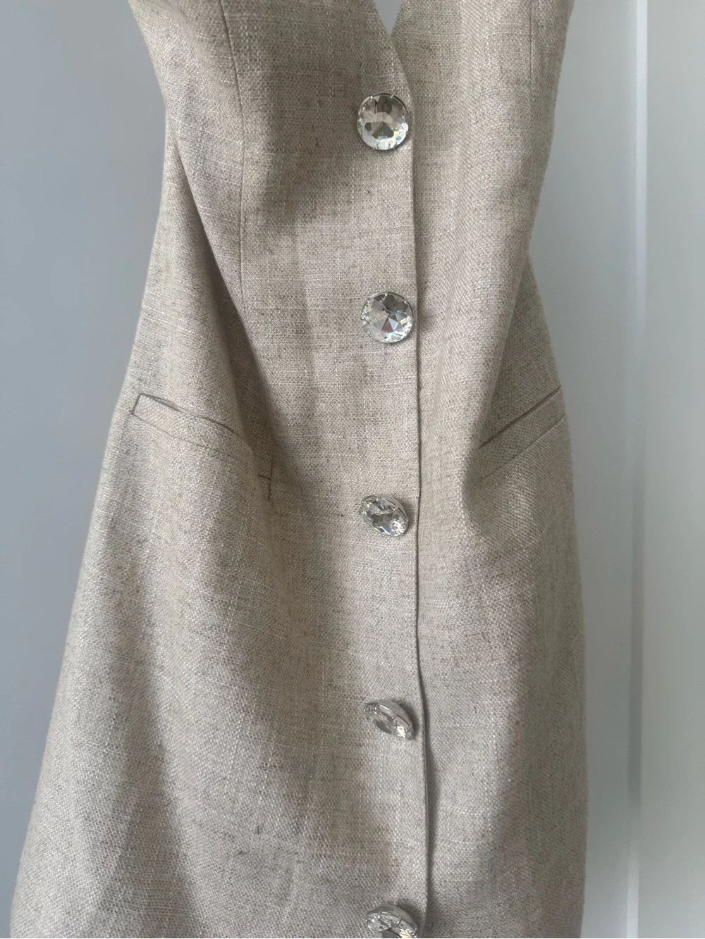 Retrofete Halter Button-Front Mini Dress